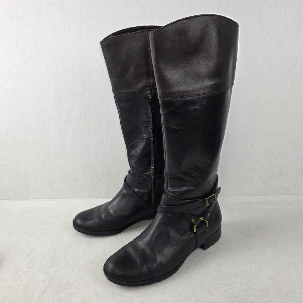 Lauren Ralph Lauren Savion Riding Boots Womens 7B Black Leather Knee High